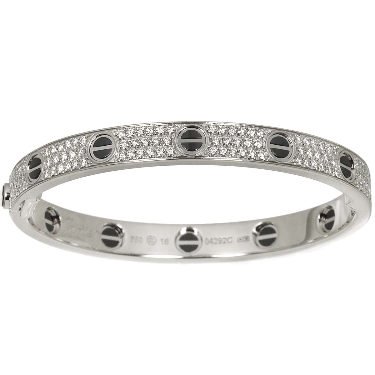 Cartier Love Bracelet Pave Diamond Ceramic 18K WG 750 Size16