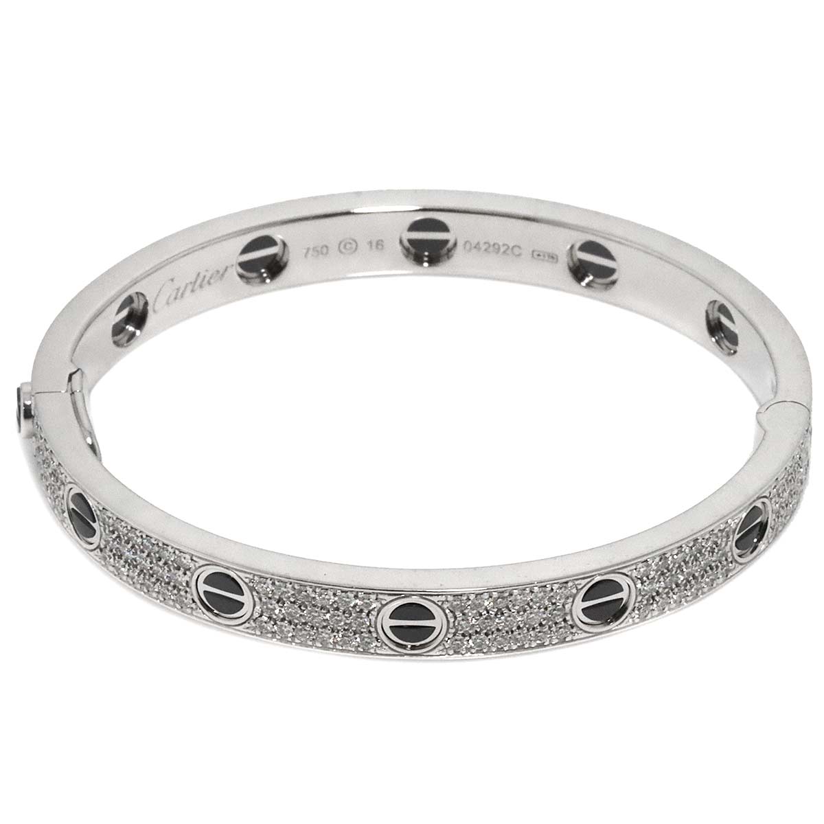 Cartier Love Bracelet Pave Diamond Ceramic 18K WG 750 Size16
