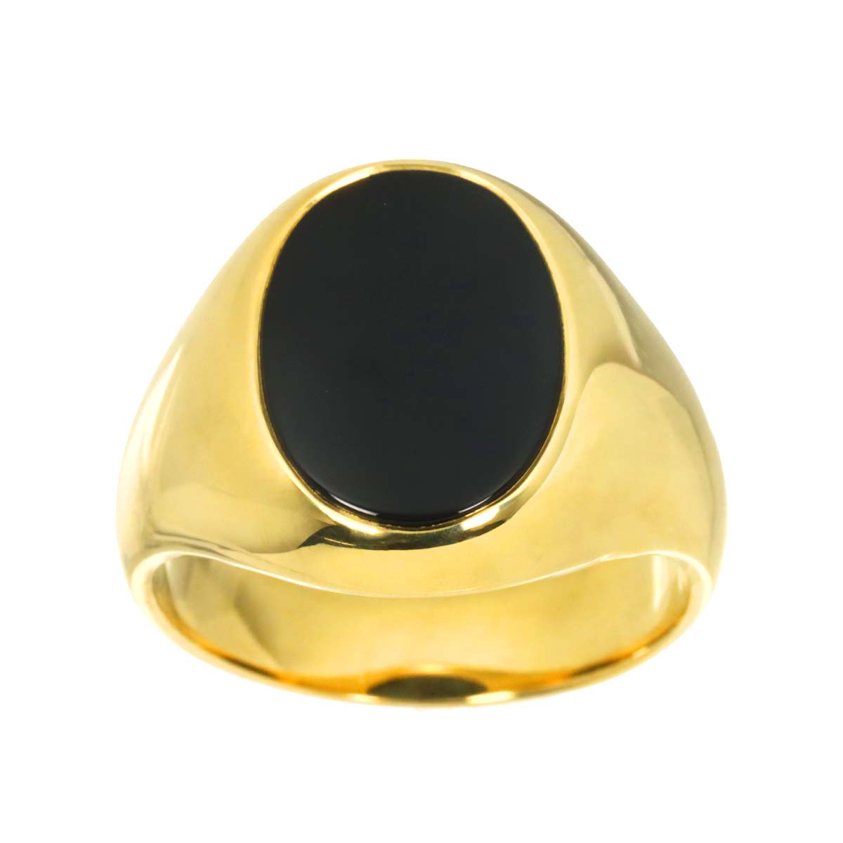 Onyx Ring 18K Yellow Gold 750 Size10.25-10.5(US)
