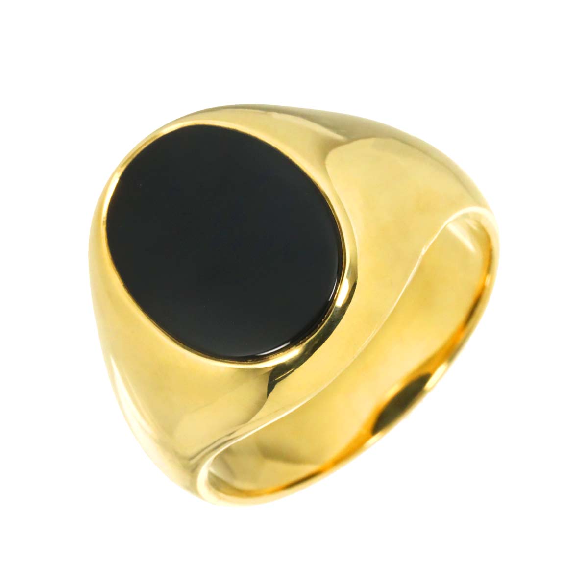 Onyx Ring 18K Yellow Gold 750 Size10.25-10.5(US)