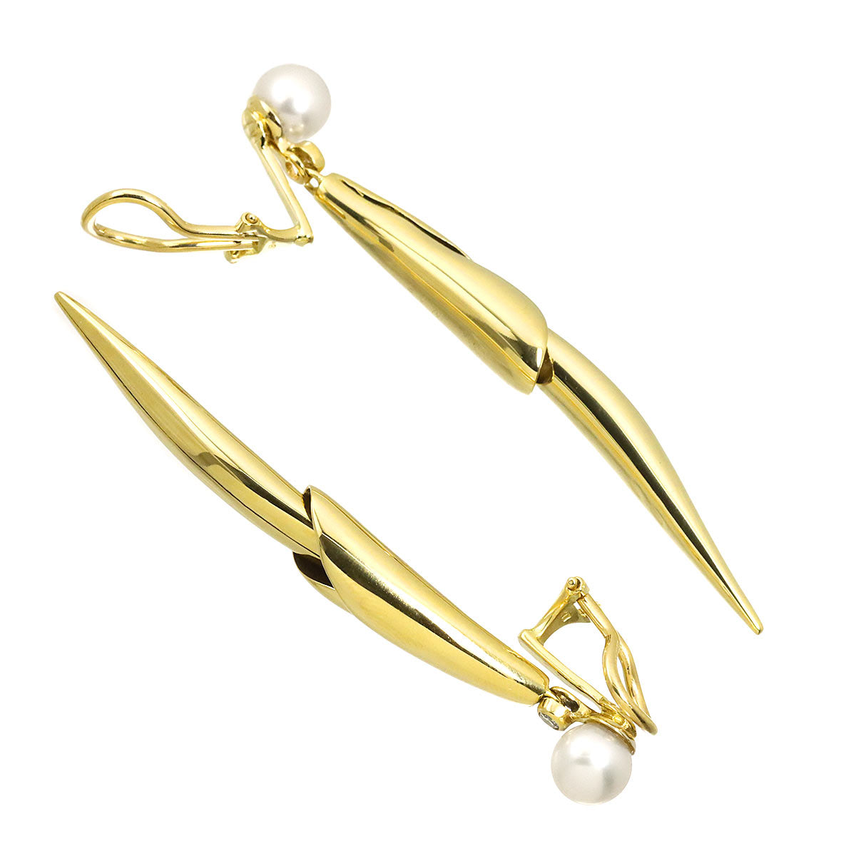 Akoya Pearl 7.4-7.2mm Earrings Clip on 18K Yellow Gold 750
