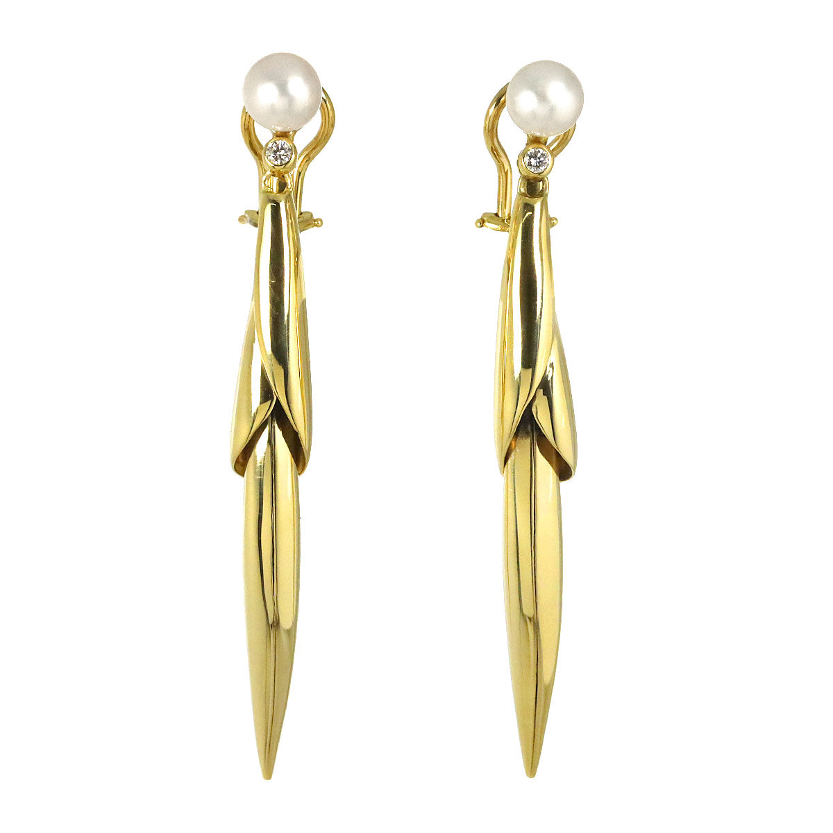 Akoya Pearl 7.4-7.2mm Earrings Clip on 18K Yellow Gold 750