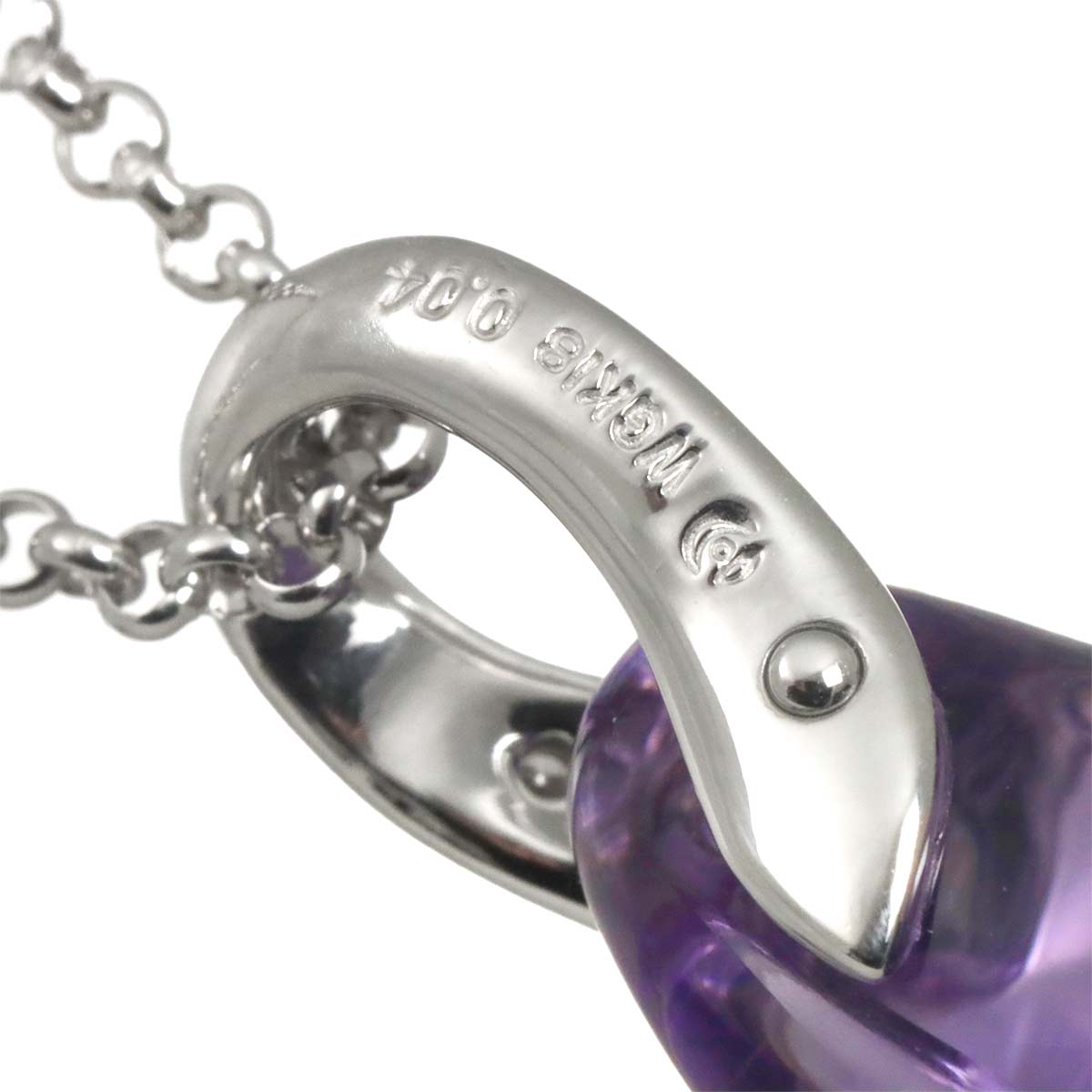 Amethyst Diamond 0.04ct Necklace 18K White Gold 750