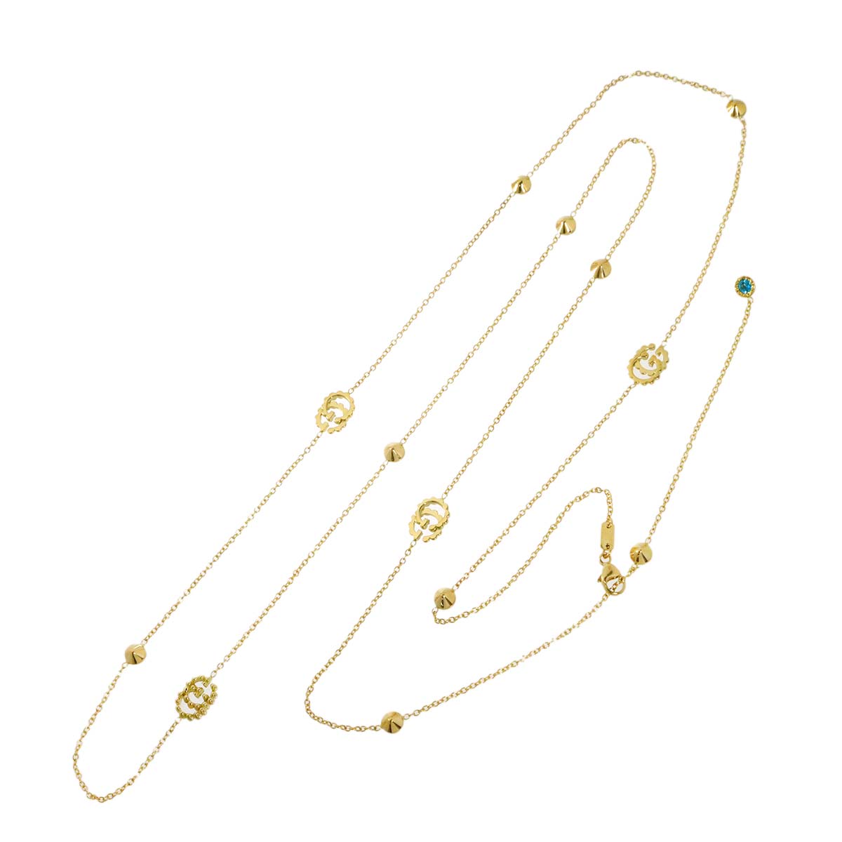 GG running Blue Topaz Long Necklace 18K Yellow Gold 750