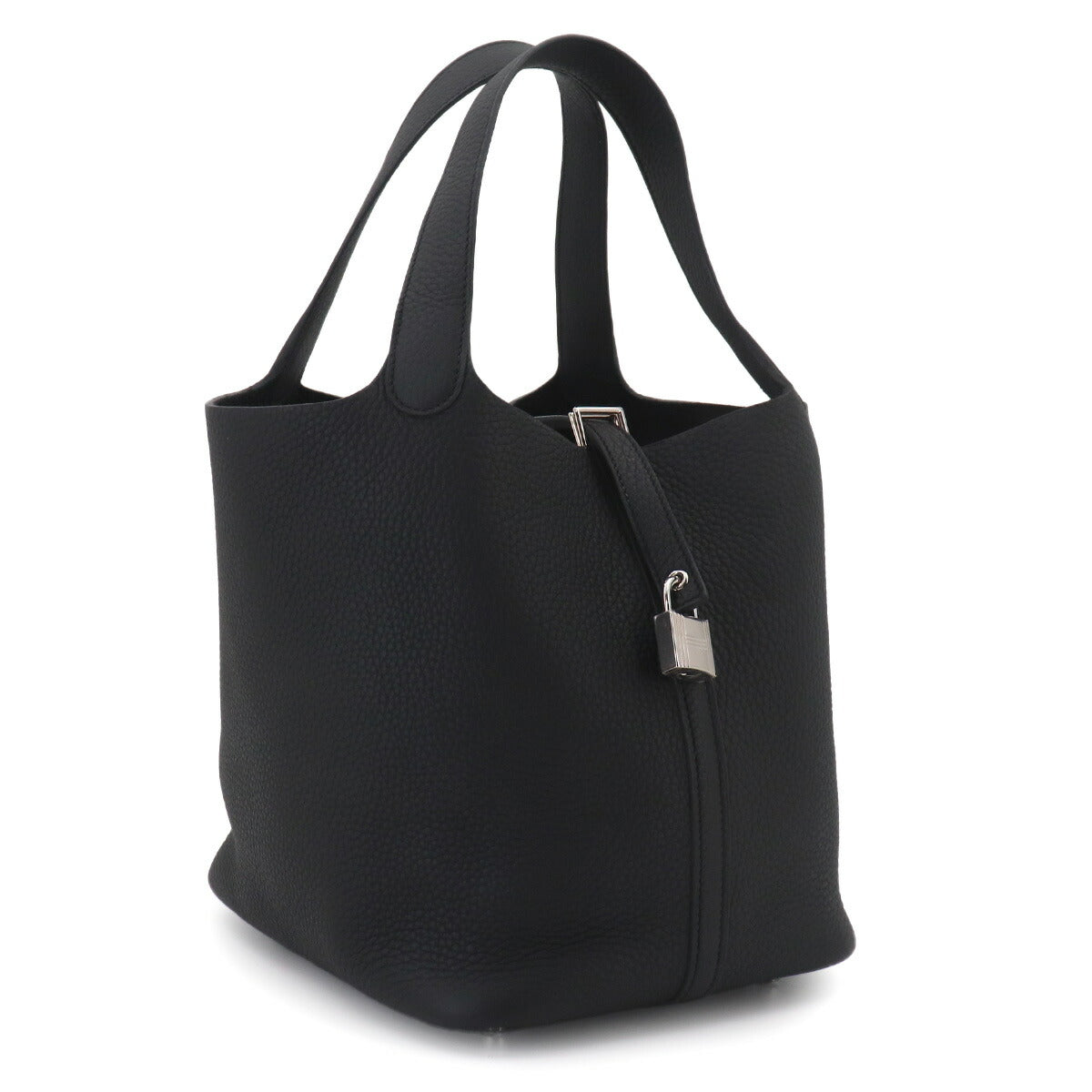 Picotin Lock MM Hand Bag Taurillon Clemence Black Purse