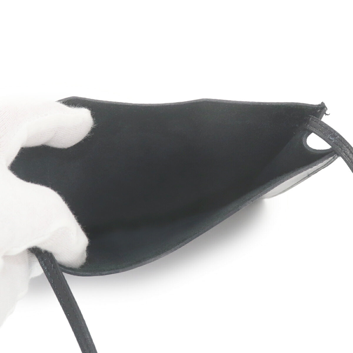 Onimaitou Shoulder Bag Box calf Black Purse Pochette