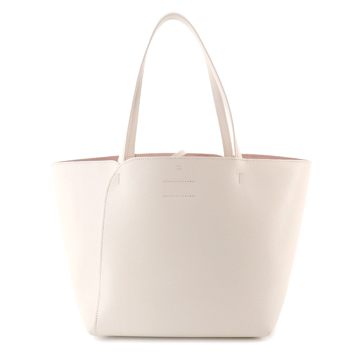 Tote Bag Leather White Pouch