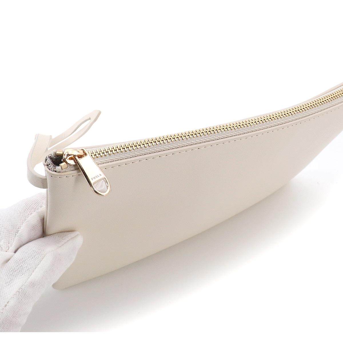 Tote Bag Leather White Pouch