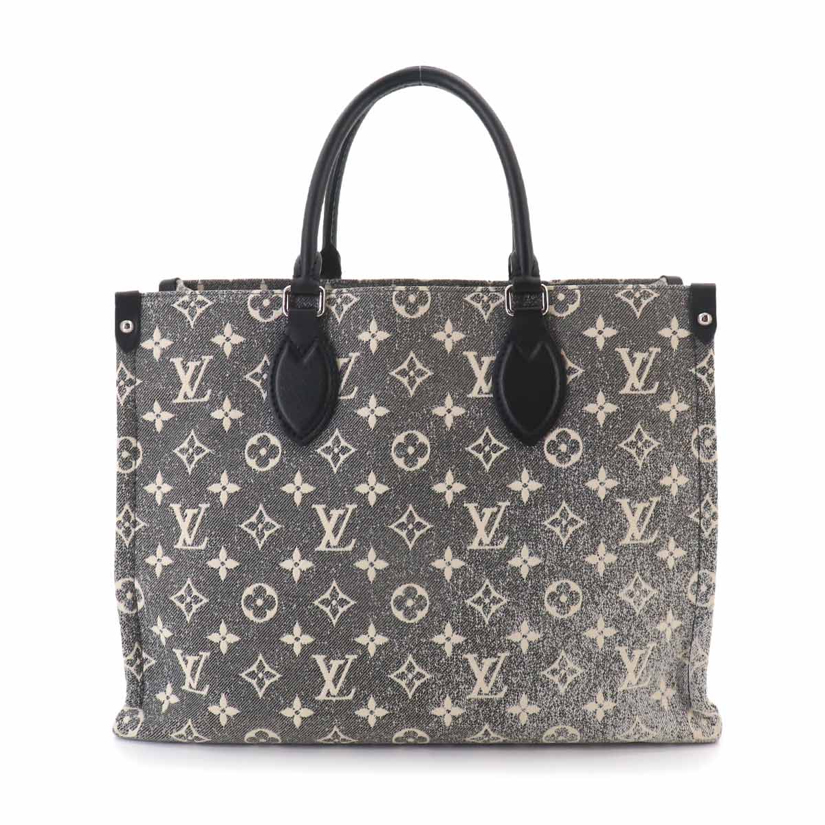 Monogram Jacquard Denim Onthego MM Tote Shoulder Bag