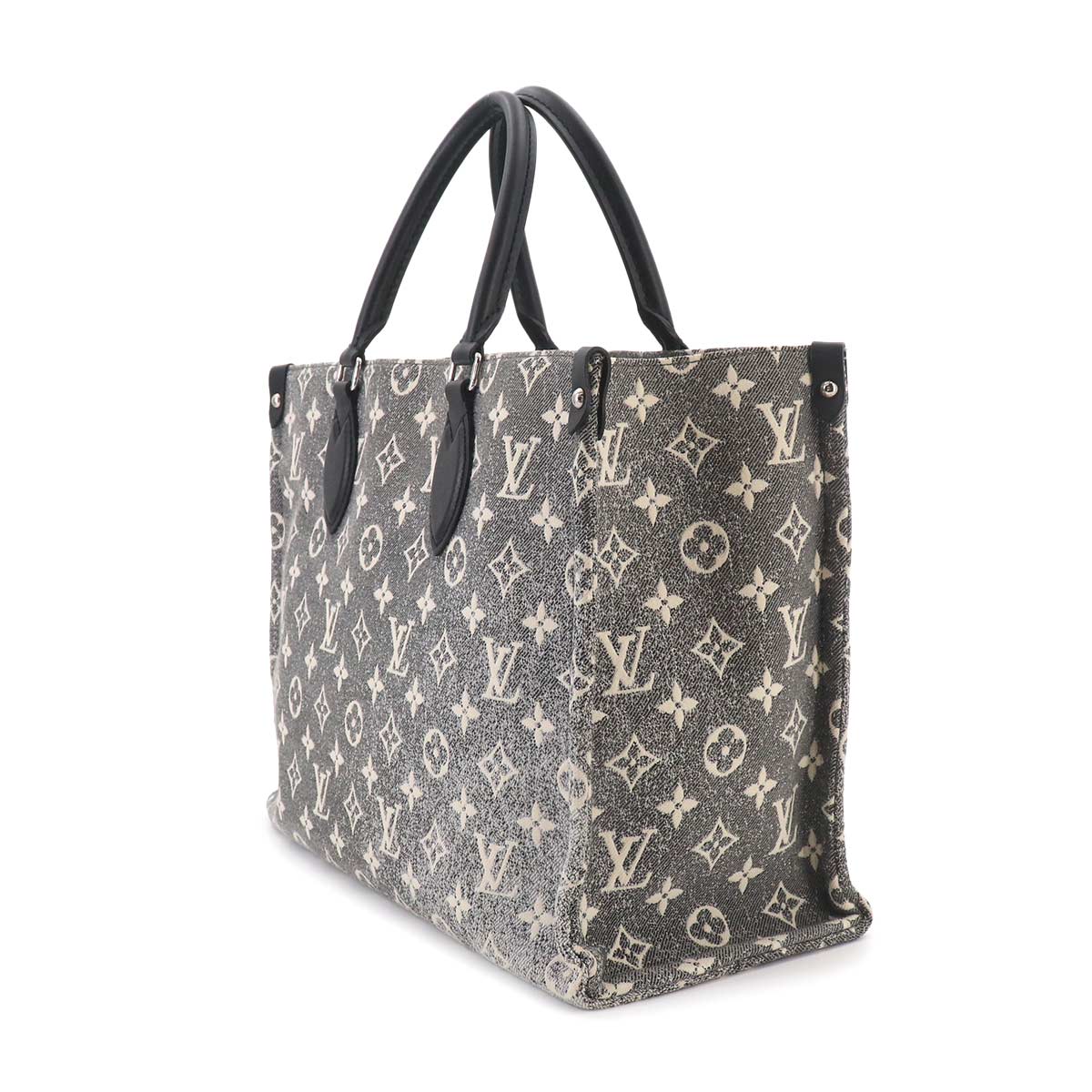 Monogram Jacquard Denim Onthego MM Tote Shoulder Bag