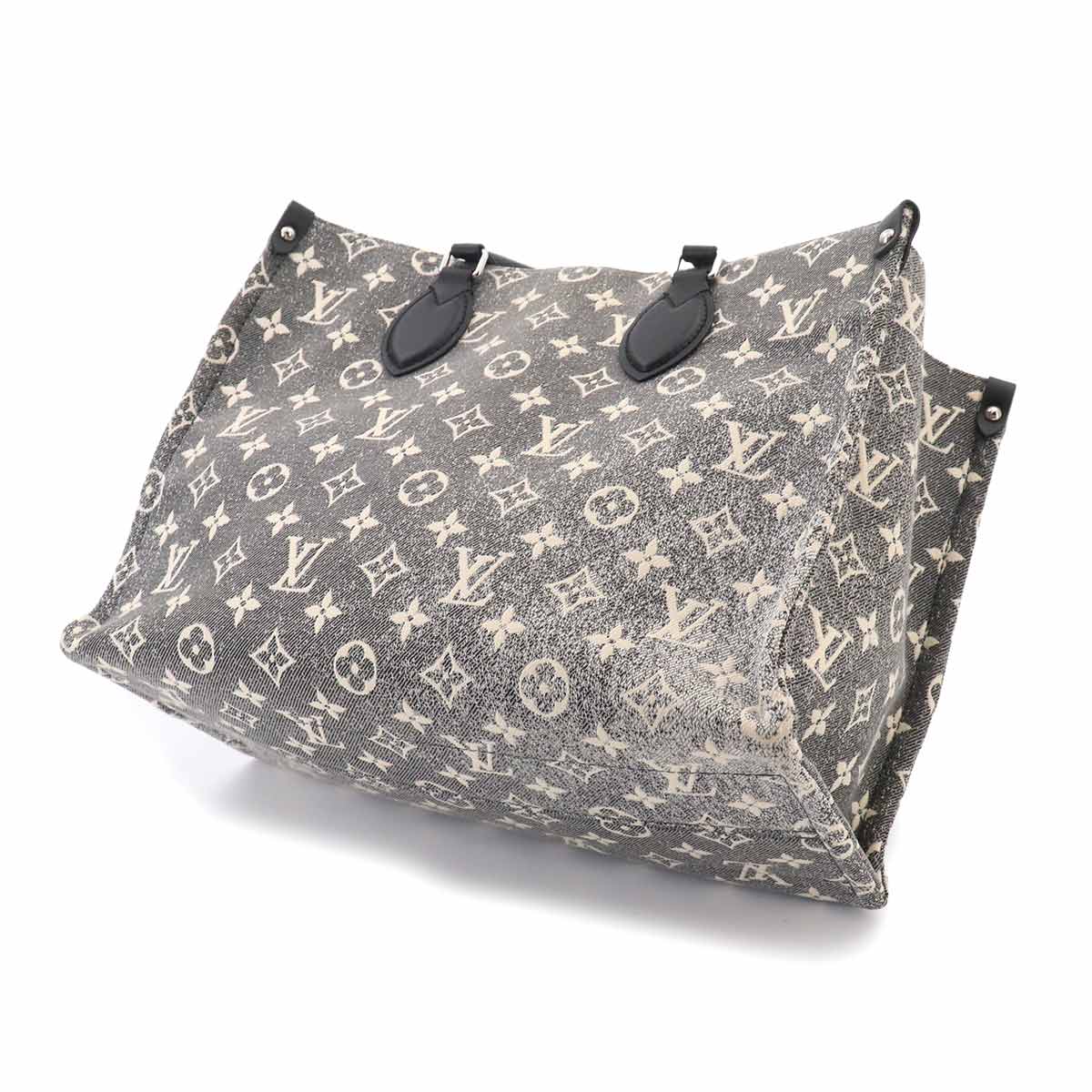 Monogram Jacquard Denim Onthego MM Tote Shoulder Bag