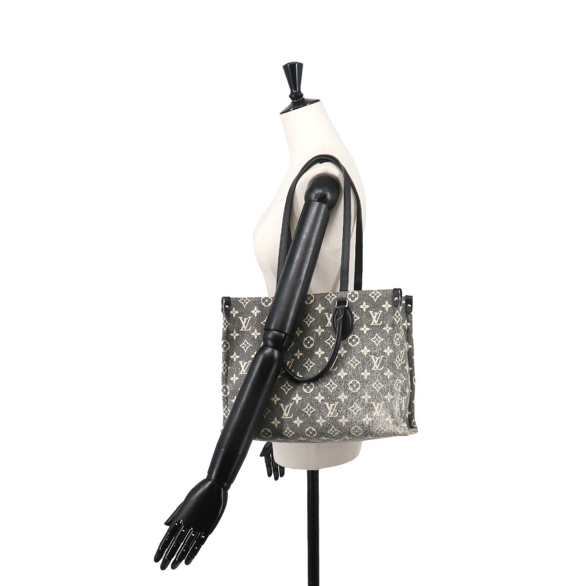 Monogram Jacquard Denim Onthego MM Tote Shoulder Bag
