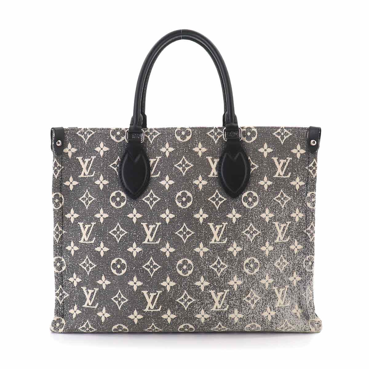 Monogram Jacquard Denim Onthego MM Tote Shoulder Bag