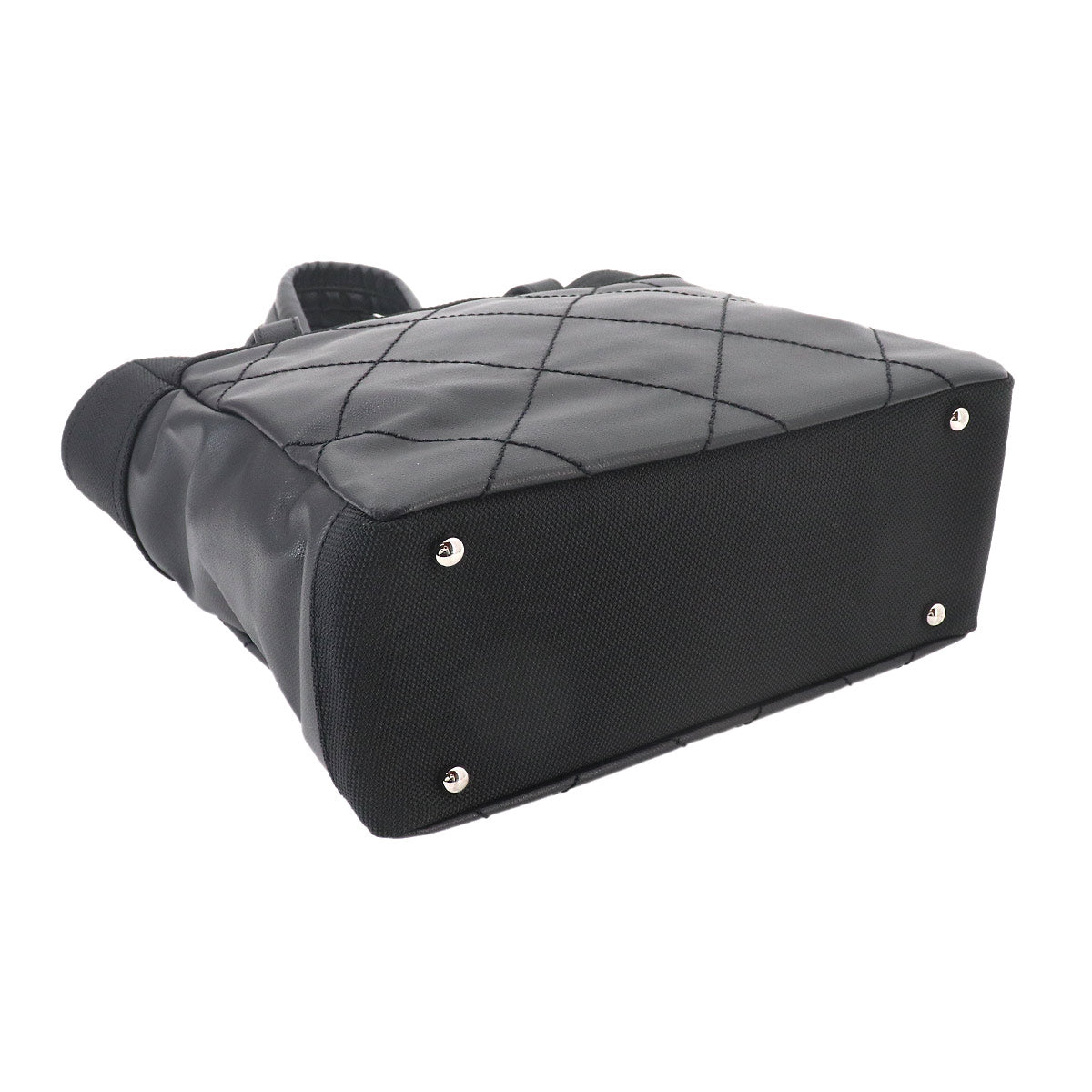 Paris Biarritz PM Tote Bag PVC Nylon Leather Black A34208 Purse