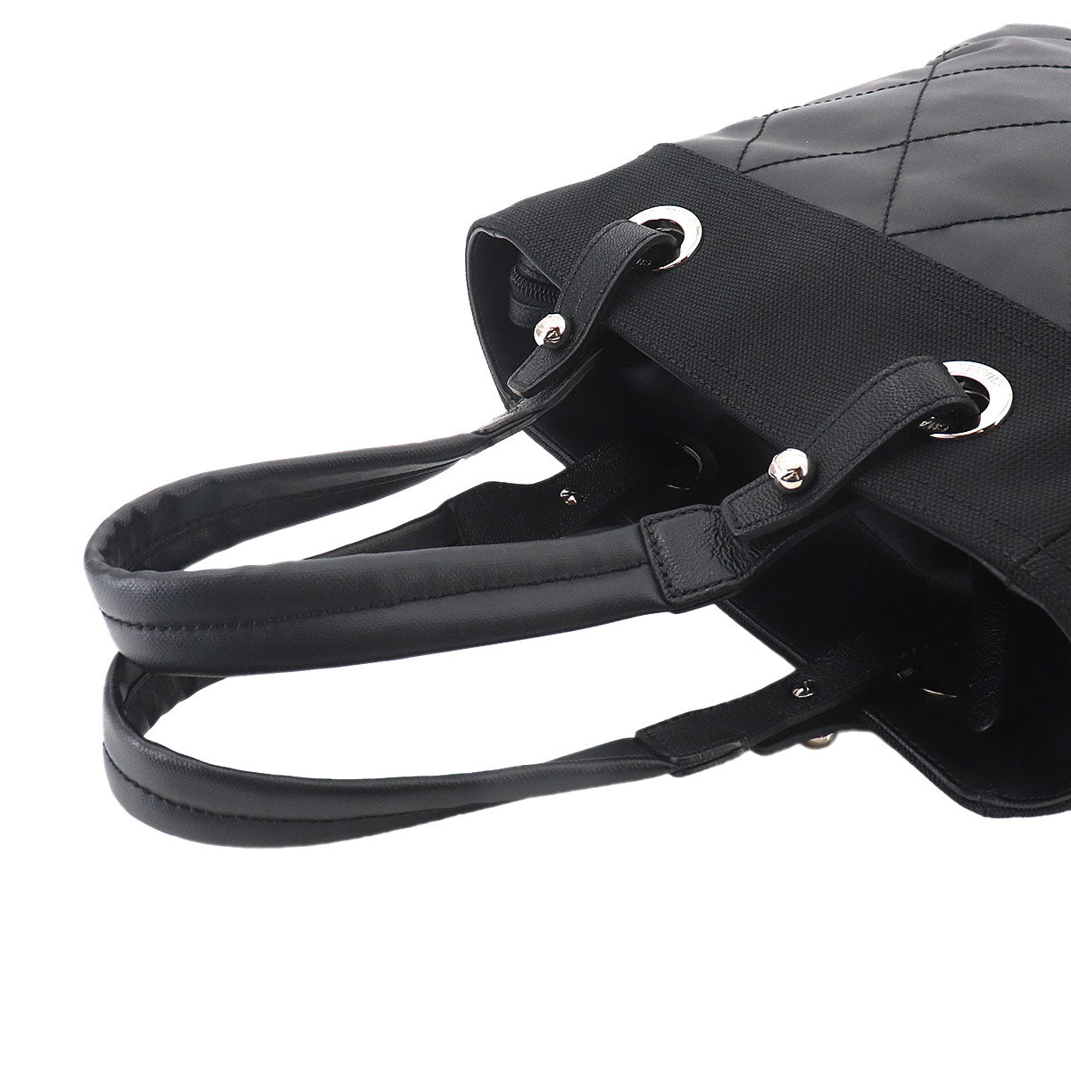 Paris Biarritz PM Tote Bag PVC Nylon Leather Black A34208 Purse