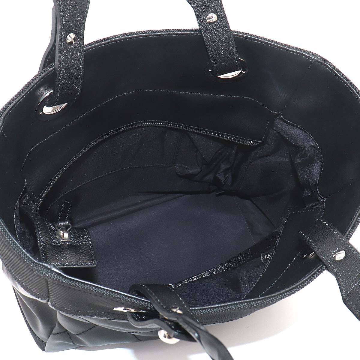 Paris Biarritz PM Tote Bag PVC Nylon Leather Black A34208 Purse