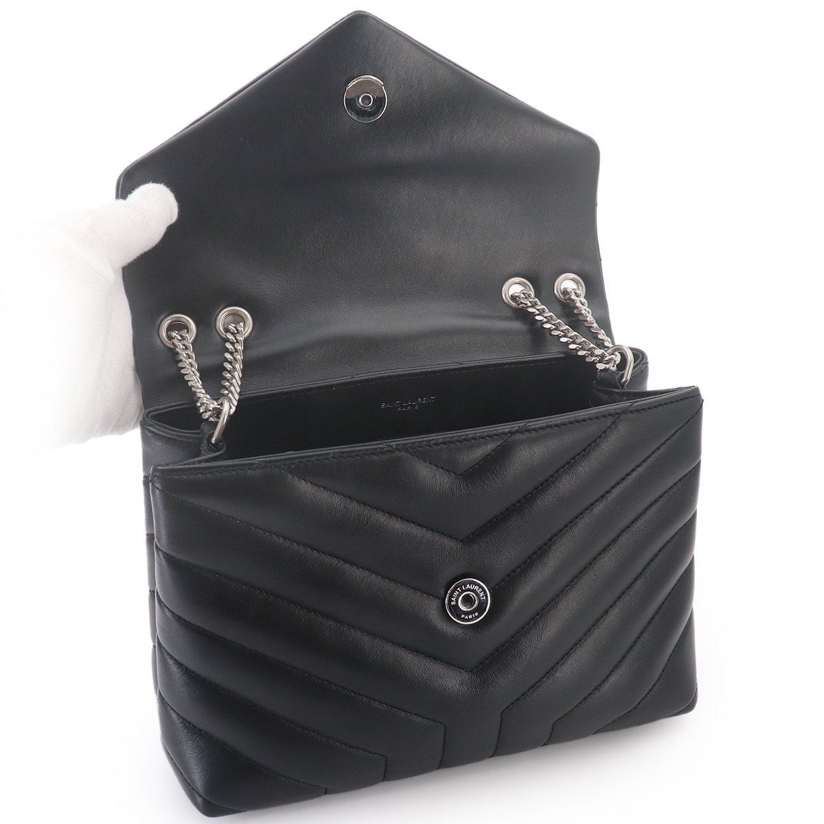 Loulou Small Chain Shoulder Bag Leather BLack 494699
