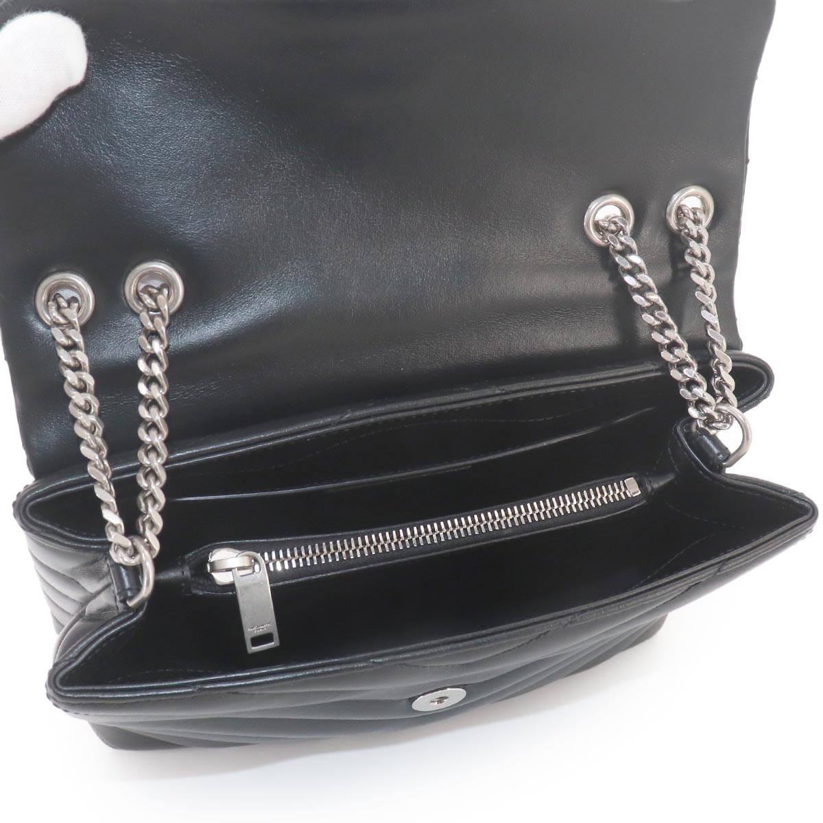 Loulou Small Chain Shoulder Bag Leather BLack 494699