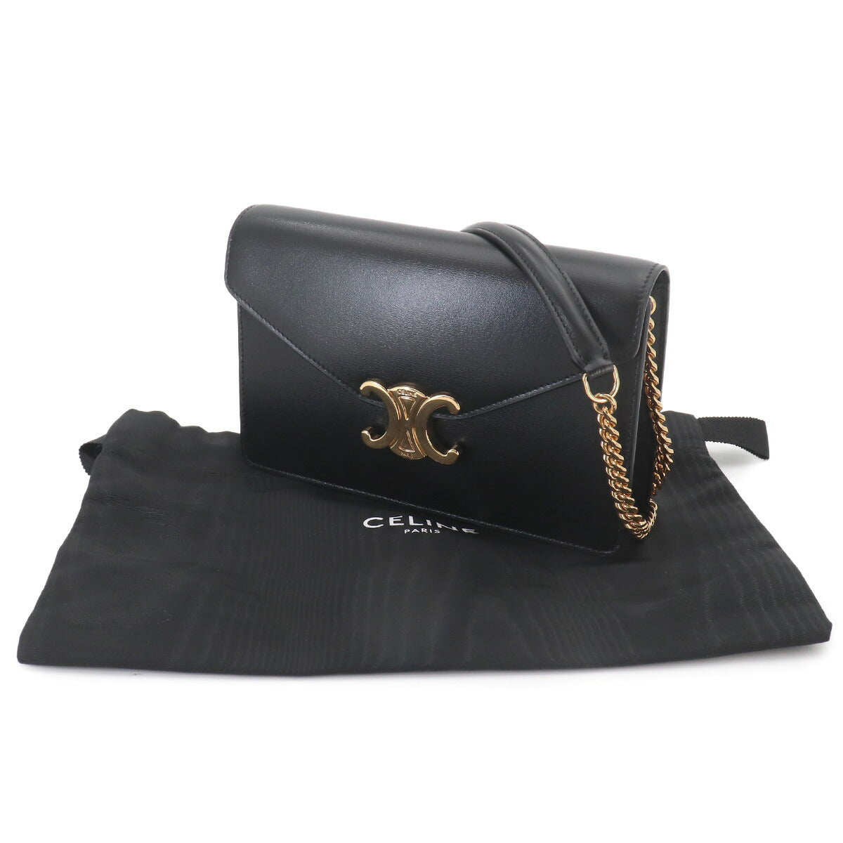 Margo Triomphe Chain Long Wallet Leather Black 10L033DPV