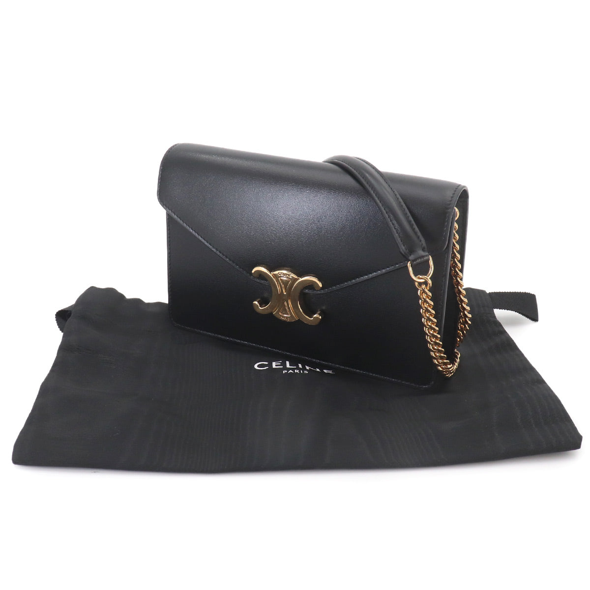 Margo Triomphe Chain Long Wallet Leather Black 10L033DPV