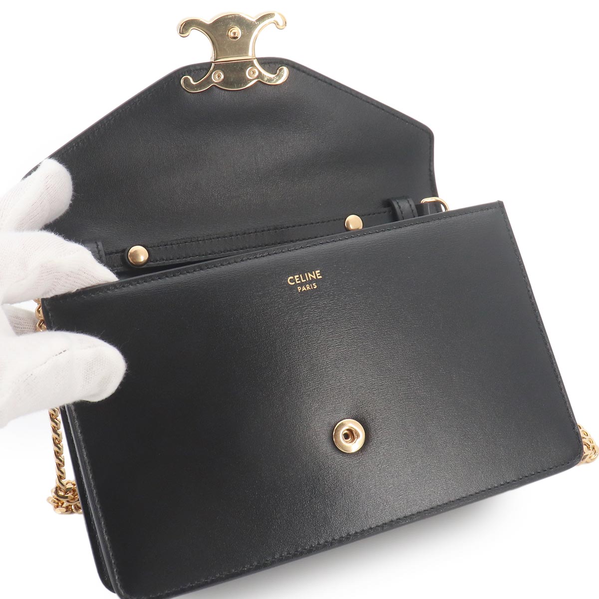 Margo Triomphe Chain Long Wallet Leather Black 10L033DPV