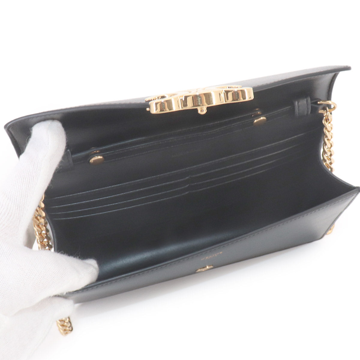 Margo Triomphe Chain Long Wallet Leather Black 10L033DPV