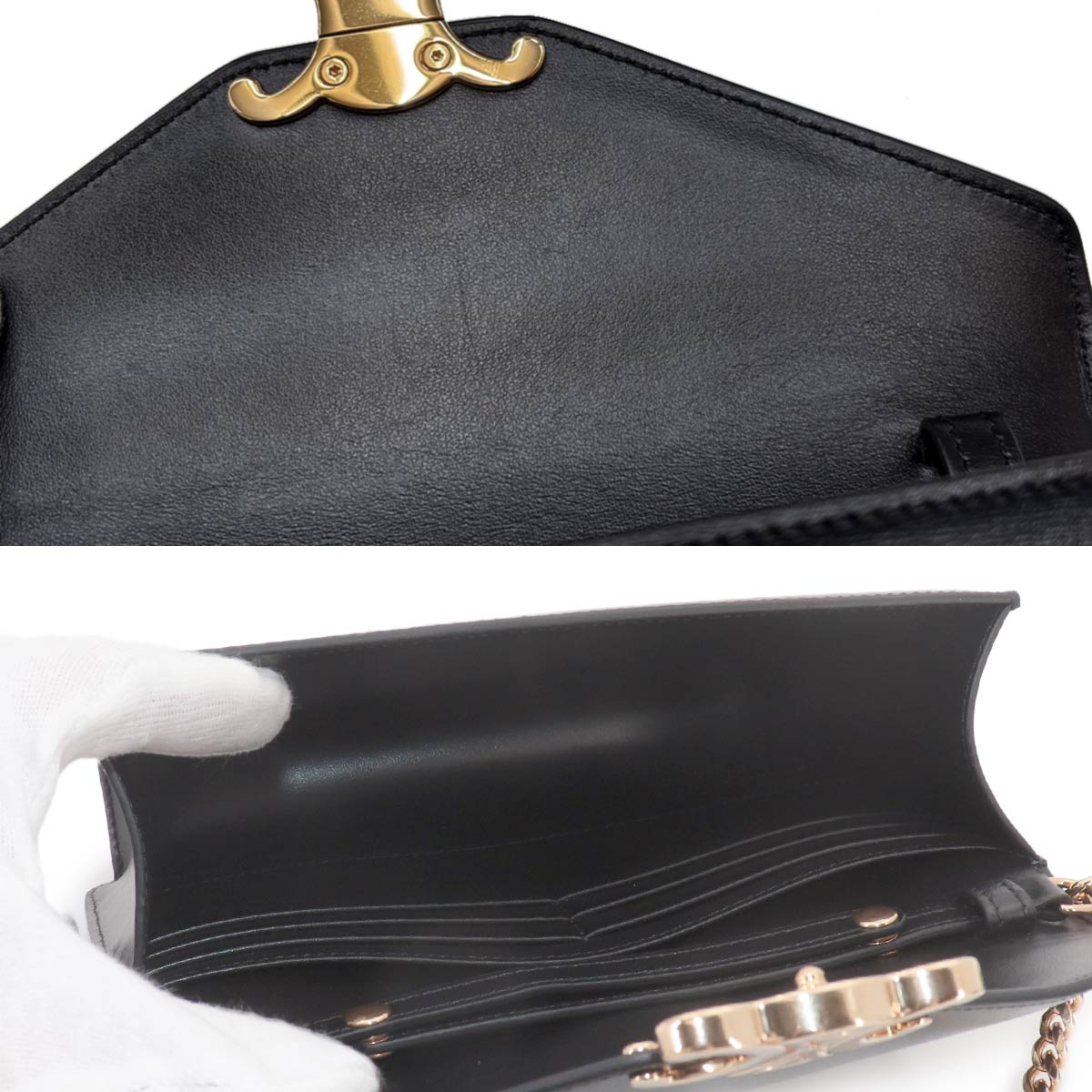 Margo Triomphe Chain Long Wallet Leather Black 10L033DPV