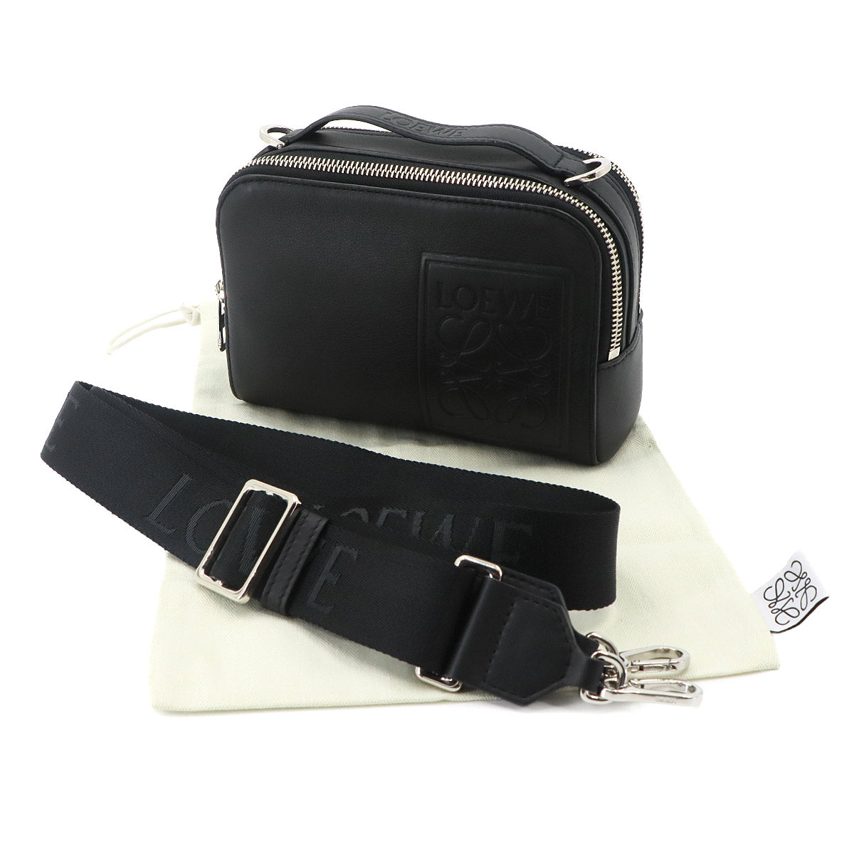 Mini crossbody camera Bag Hand Shoulder Bag Leather Black Anagram