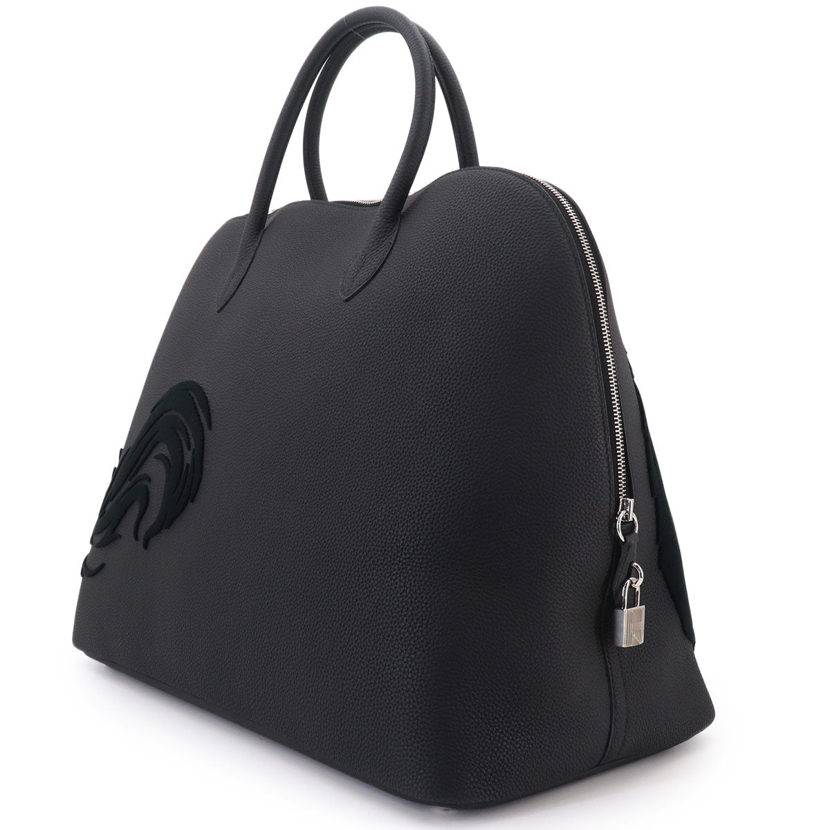 Bolide 1923 Chimeres Dragon Hand Bag Togo Velvet Black Blue lin
