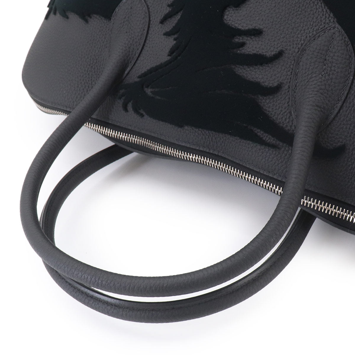 Bolide 1923 Chimeres Dragon Hand Bag Togo Velvet Black Blue lin