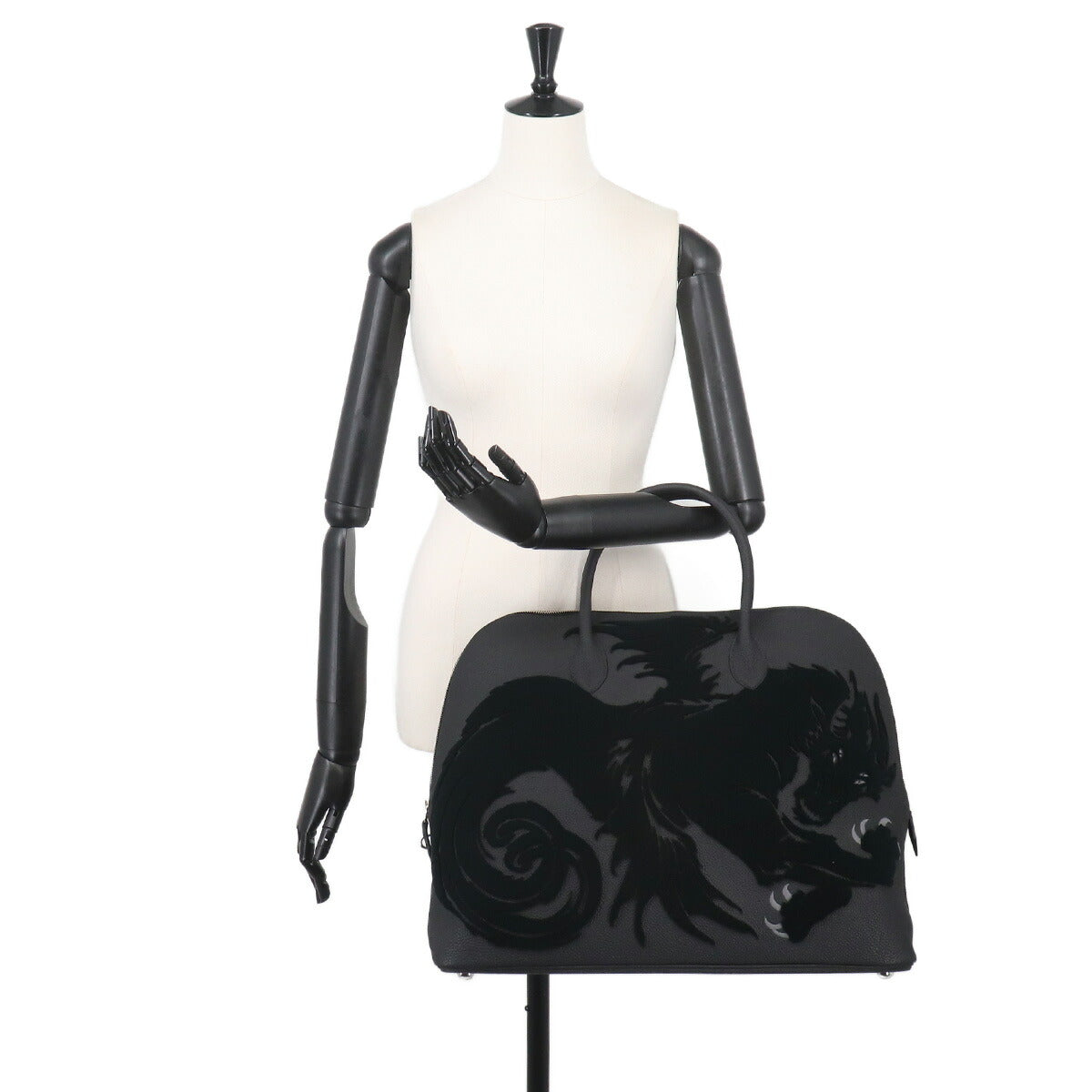 Bolide 1923 Chimeres Dragon Hand Bag Togo Velvet Black Blue lin