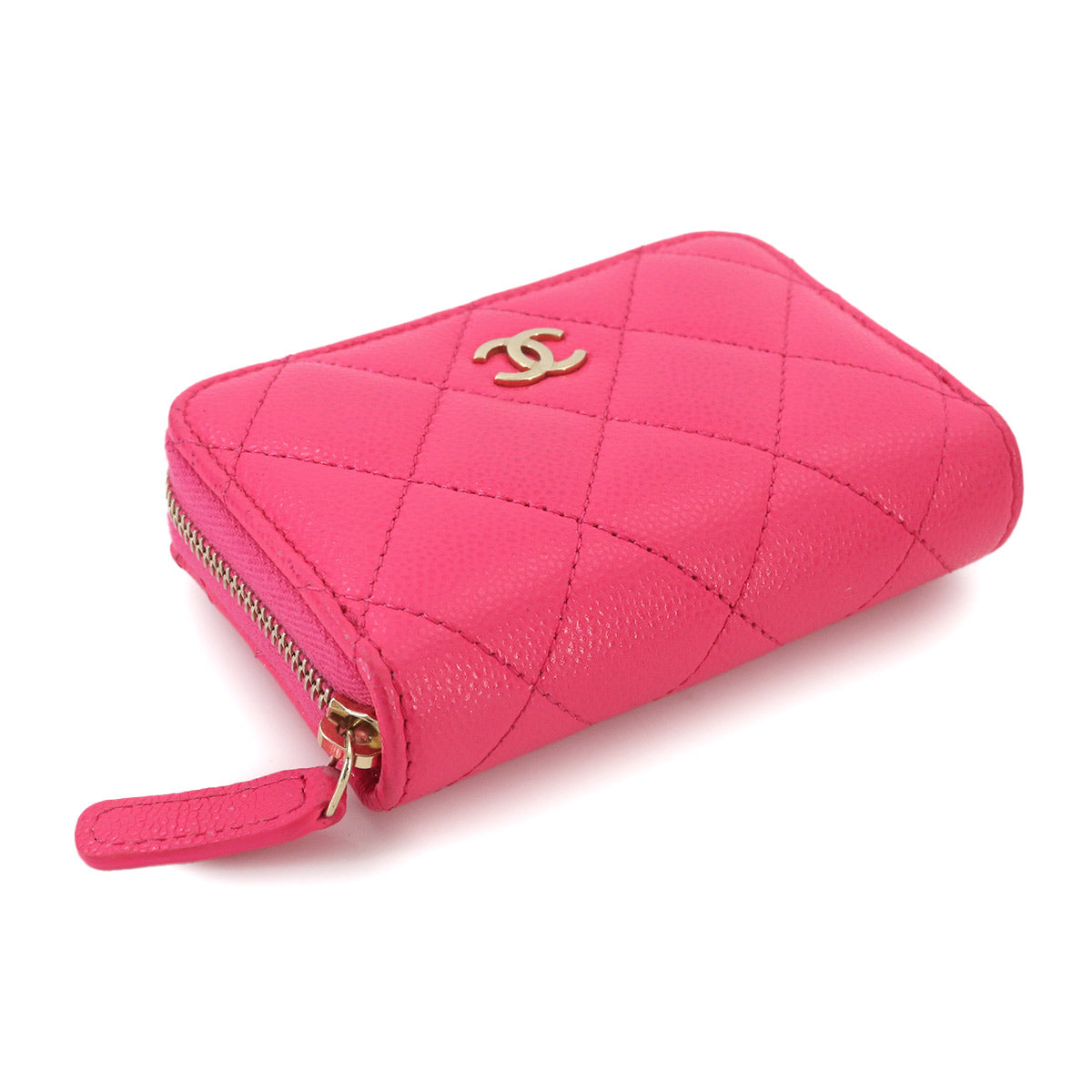 Matelasse Classic Zipped Coin Purse Leather Pink AP0216