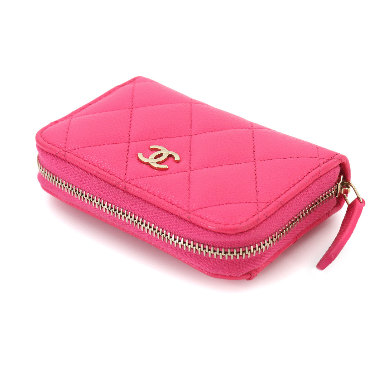 Matelasse Classic Zipped Coin Purse Leather Pink AP0216
