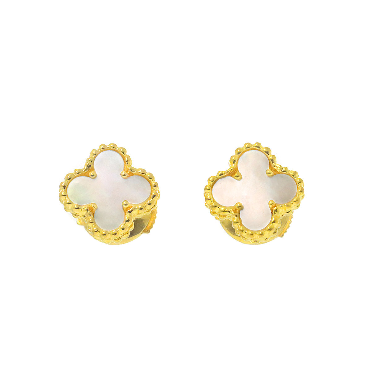 Sweet Alhambra MOP Earrings Pierced 18K YG 750