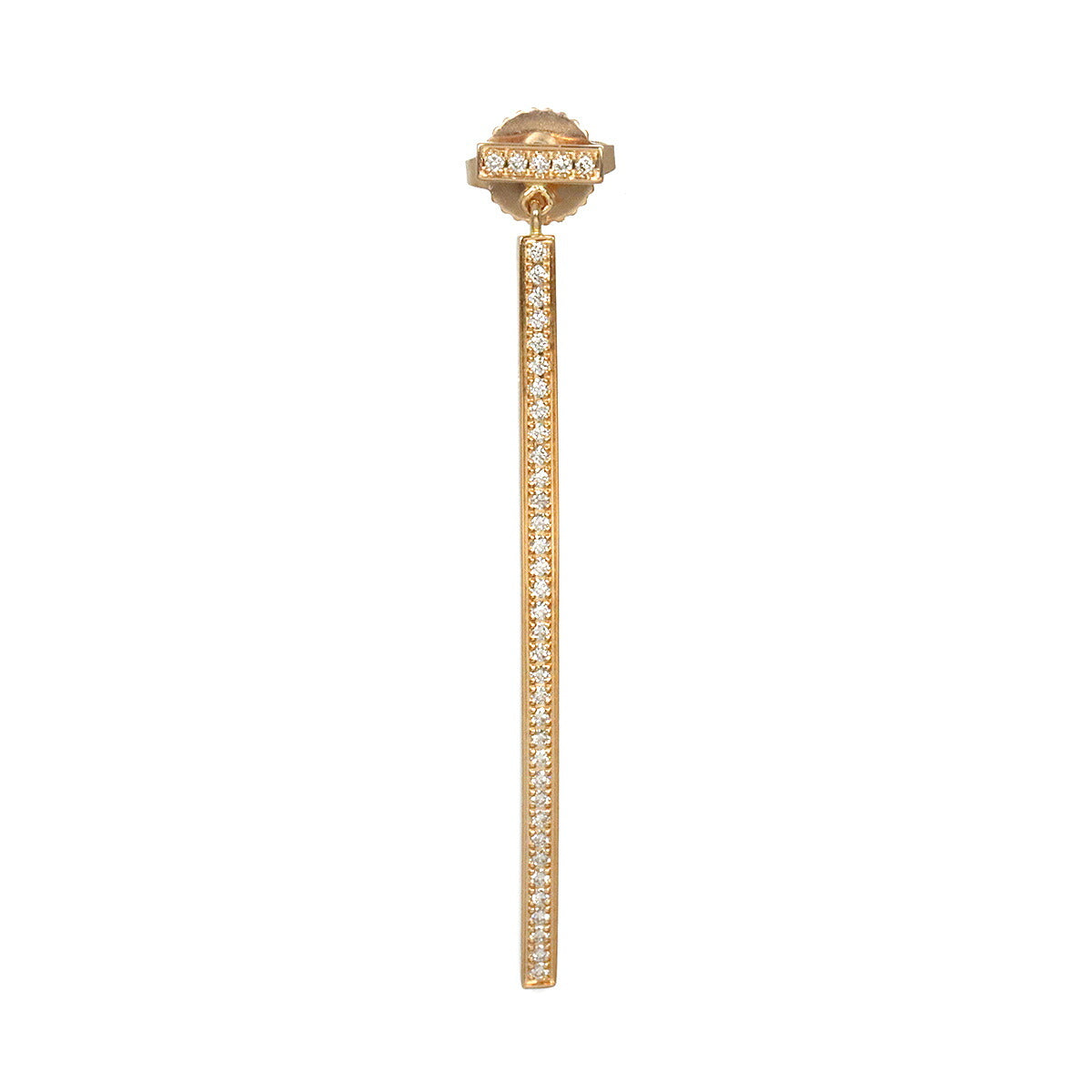 T Wire Bar Diamond Earring Pierced 18K PG One Piece only