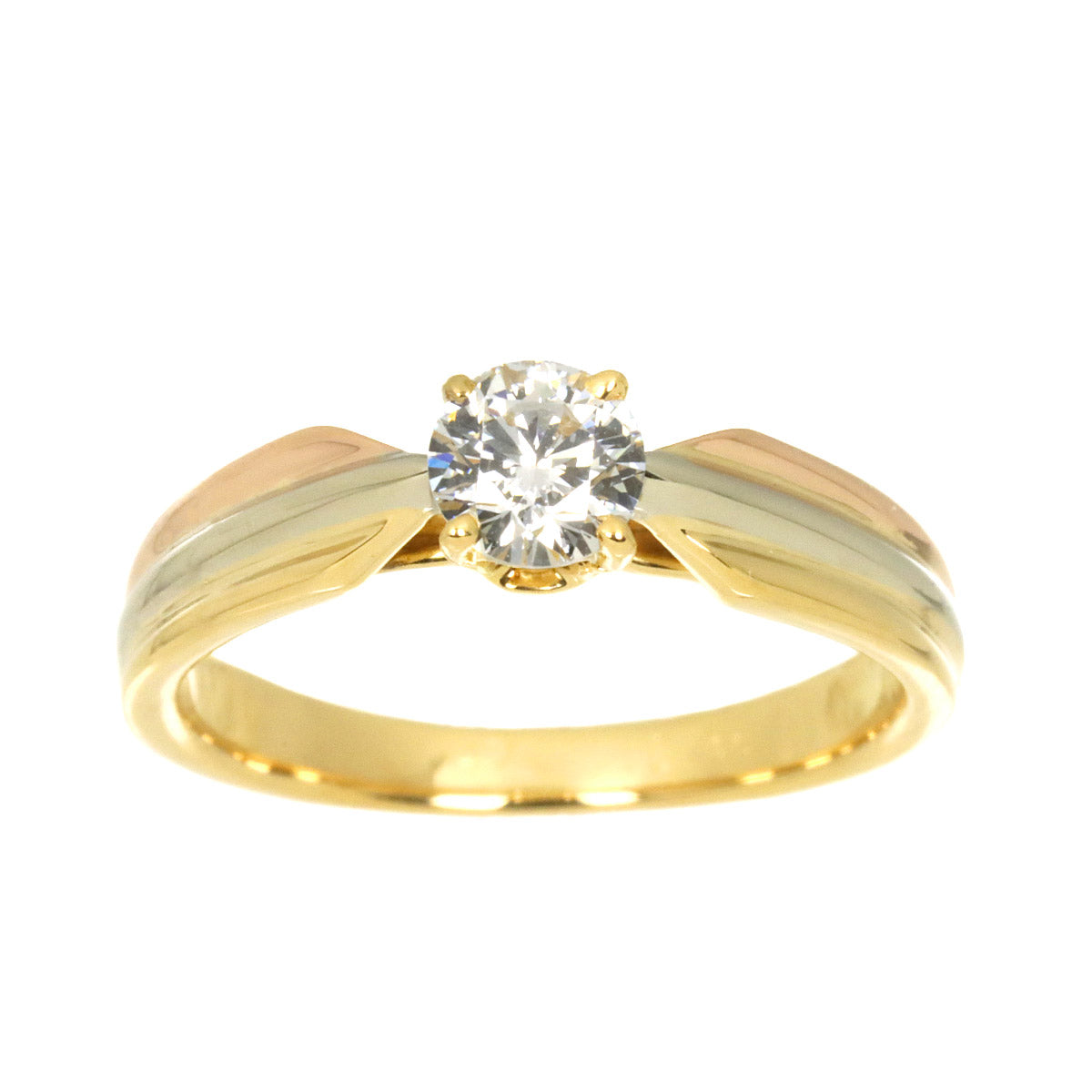 Trinity Solitaire Diamond 0.34ct Ring 18K 750 Size47 4-4.5(US)