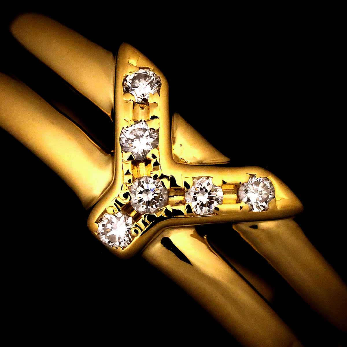 Diamond 0.03ct Initial Y Ring 18K YG 750 size7.75-8(US)