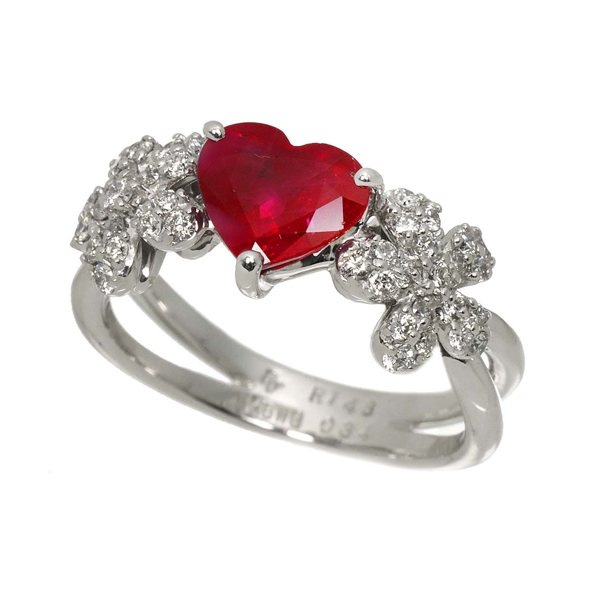 Ruby 1.43ct Diamond Ring 18K WG 750 Size5.5-5.75(US)