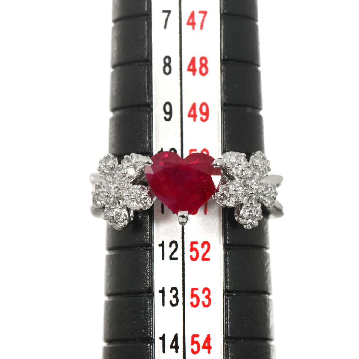 Ruby 1.43ct Diamond Ring 18K WG 750 Size5.5-5.75(US)