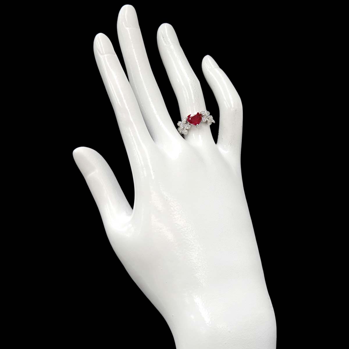 Ruby 1.43ct Diamond Ring 18K WG 750 Size5.5-5.75(US)