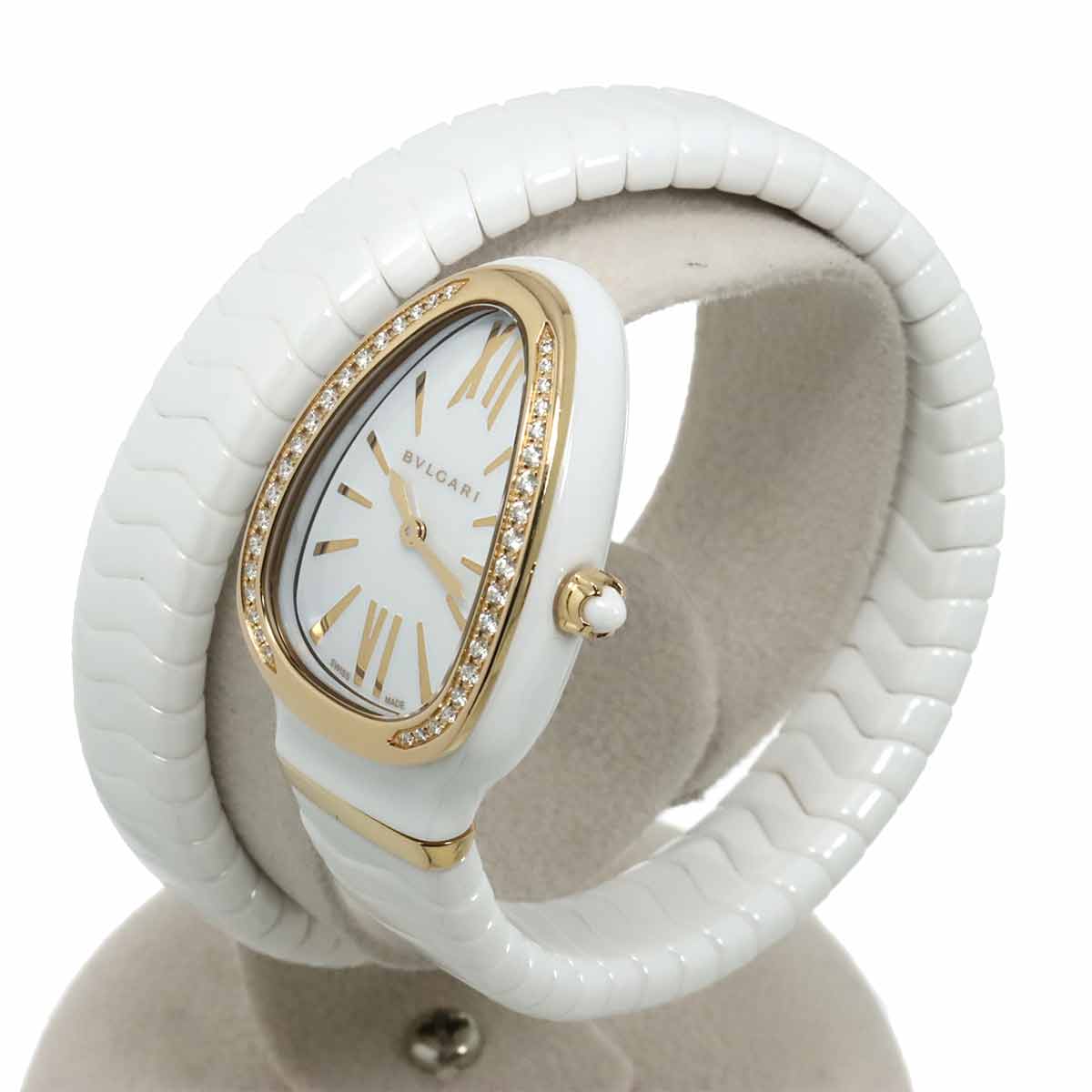 Serpenti SPC35WG Quartz Diamond Bezel White Dial Ladies