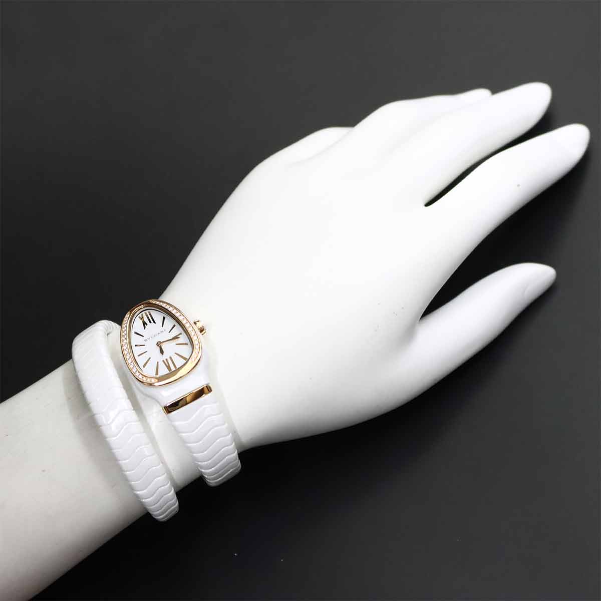 Serpenti SPC35WG Quartz Diamond Bezel White Dial Ladies