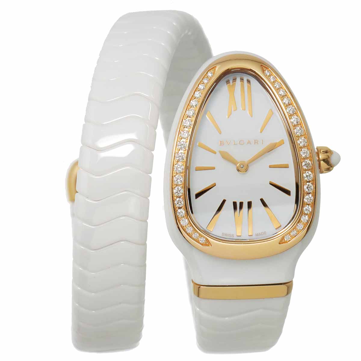 Serpenti SPC35WG Quartz Diamond Bezel White Dial Ladies