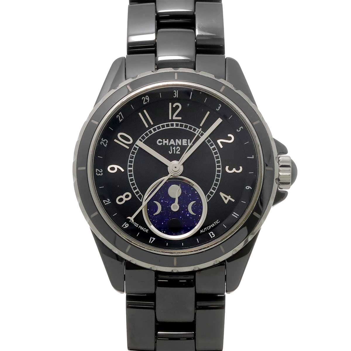 J12 Phase De Lune H3406 Moon phase Automatic Black Dial Mens