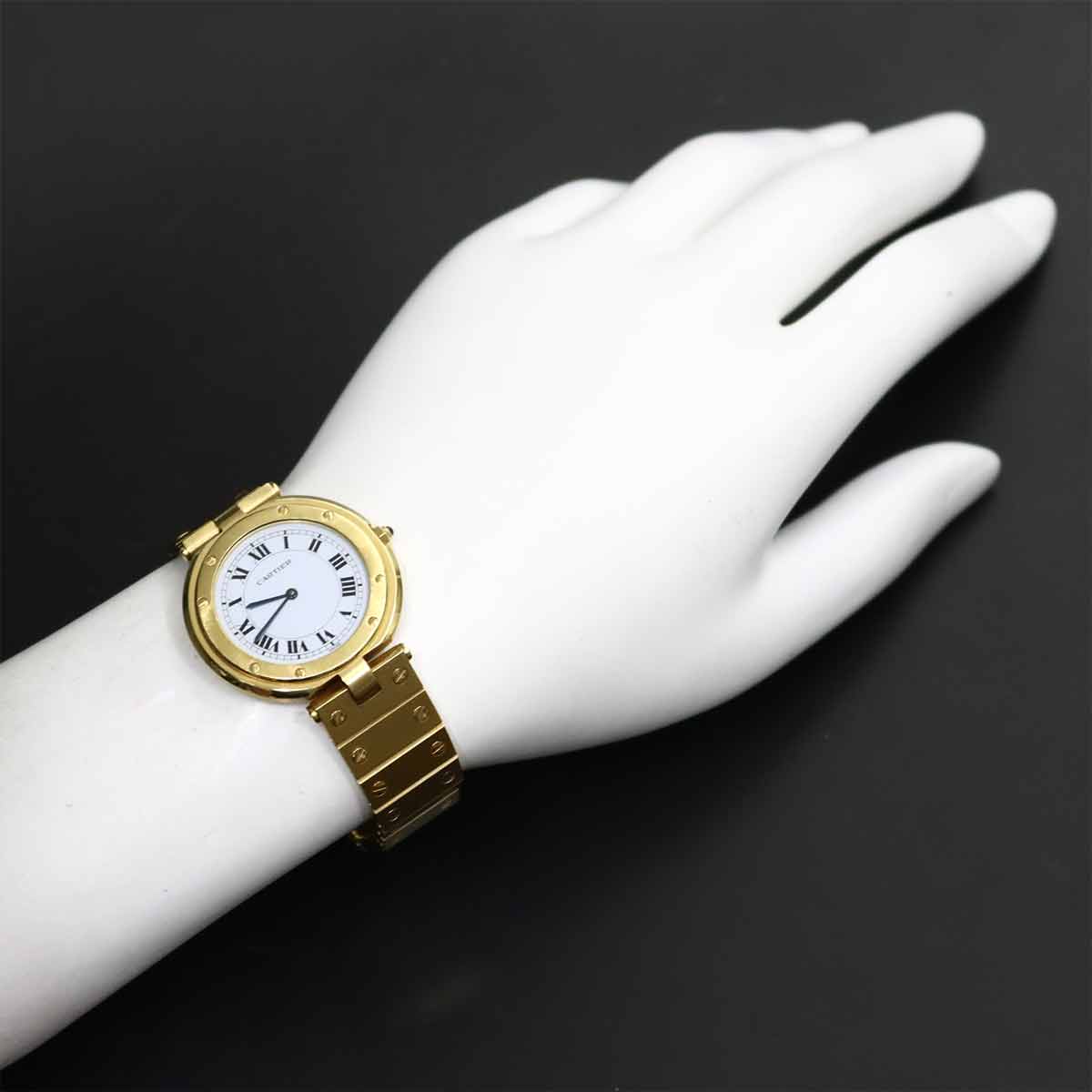 Cartier Santos Round Two Tone 750 YG Quartz White Dial Boys