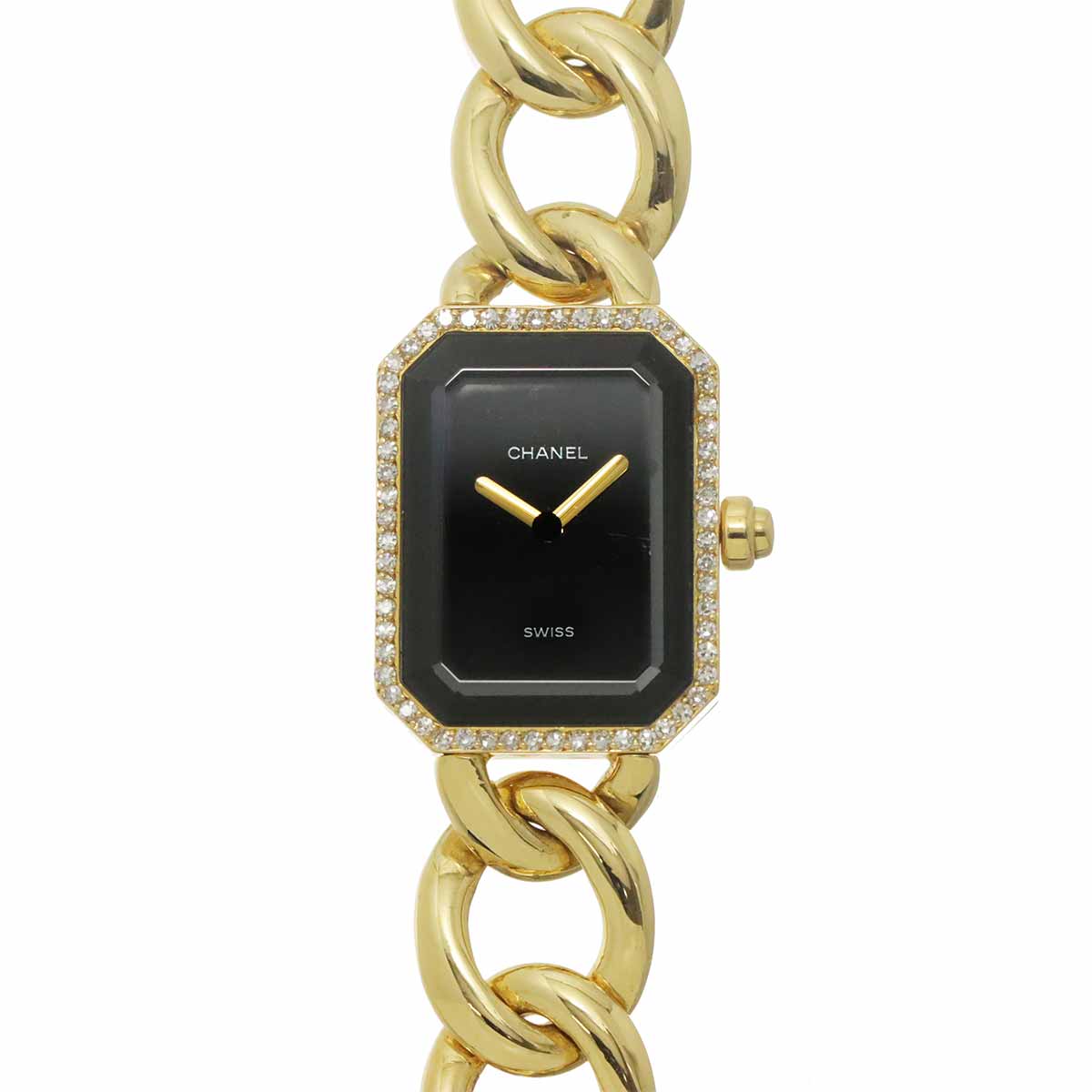Premiere L H0113 Bezel Diamond 750 YG Quartz Black Dial Ladies