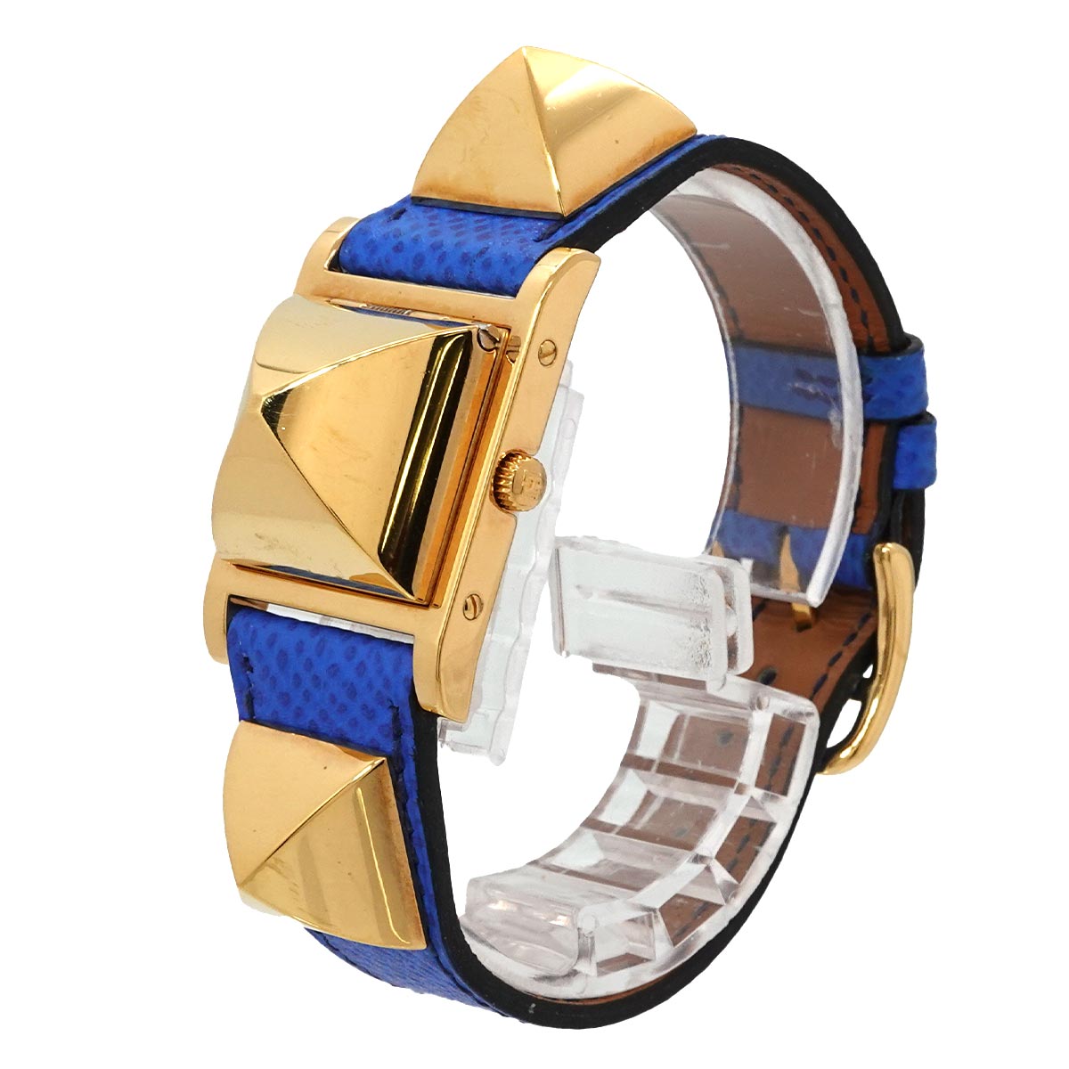Medor Vintage pyramid Gold studs Quartz White Dial Ladies