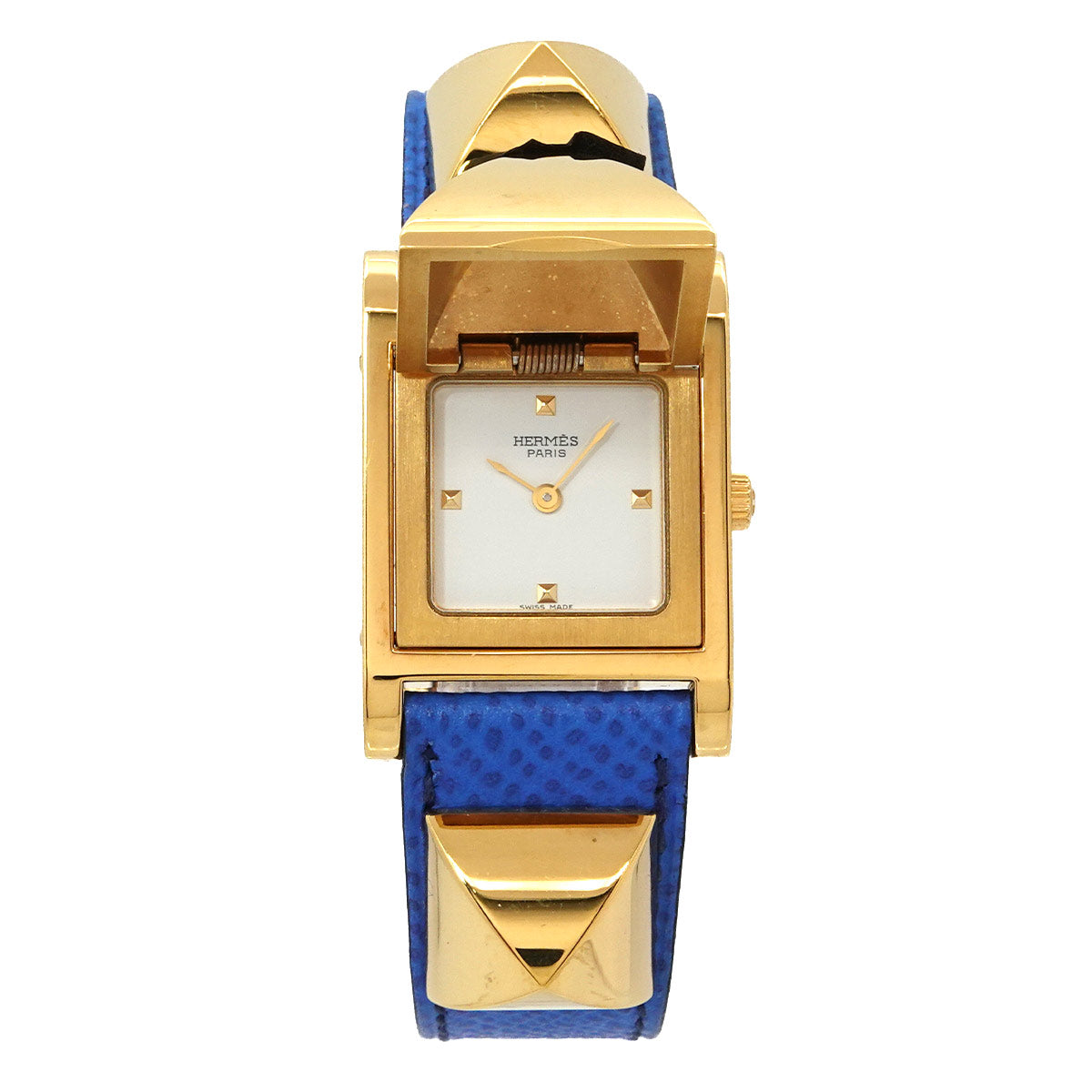 Medor Vintage pyramid Gold studs Quartz White Dial Ladies