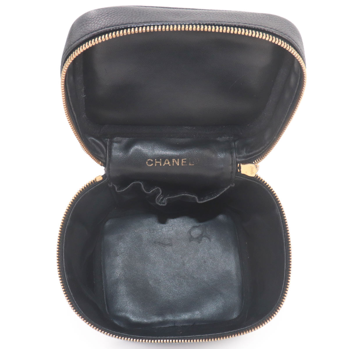 Vanity Hand Bag Leather Black A01998 Coco Logos Vintage Purse