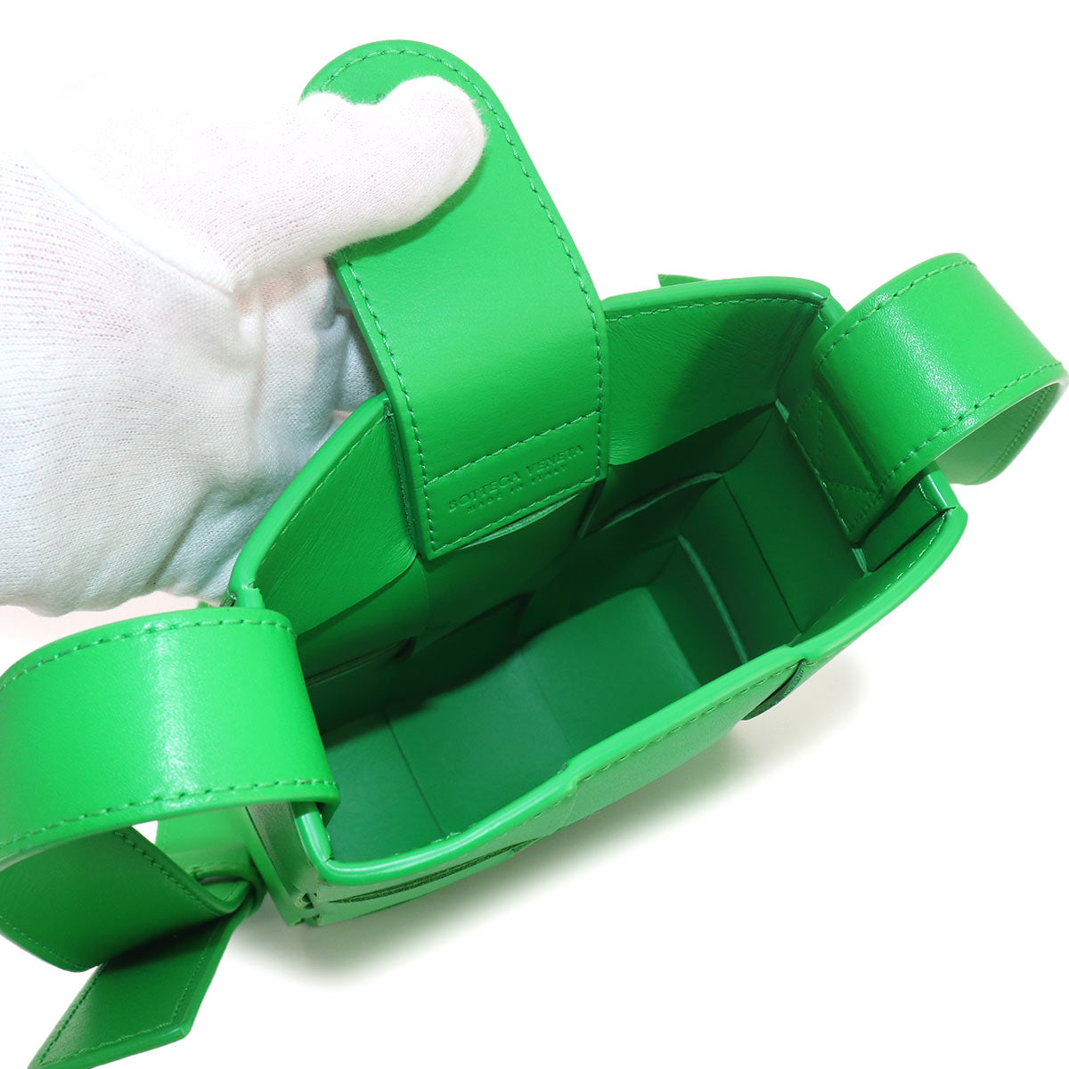 Intrecciato Mini Cassette Shoulder Bag Green 729298